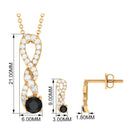 1 CT Natural Black Onyx Infinity Necklace and Earrings Set Black Onyx - ( AAA ) - Quality - Rosec Jewels