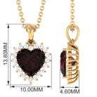 4.25 CT Garnet Heart Pendant Necklace with Diamond Halo Garnet - ( AAA ) - Quality - Rosec Jewels