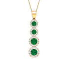 Lab Grown Emerald Dangle Pendant Necklace With Moissanite Halo Lab Created Emerald - ( AAAA ) - Quality - Rosec Jewels