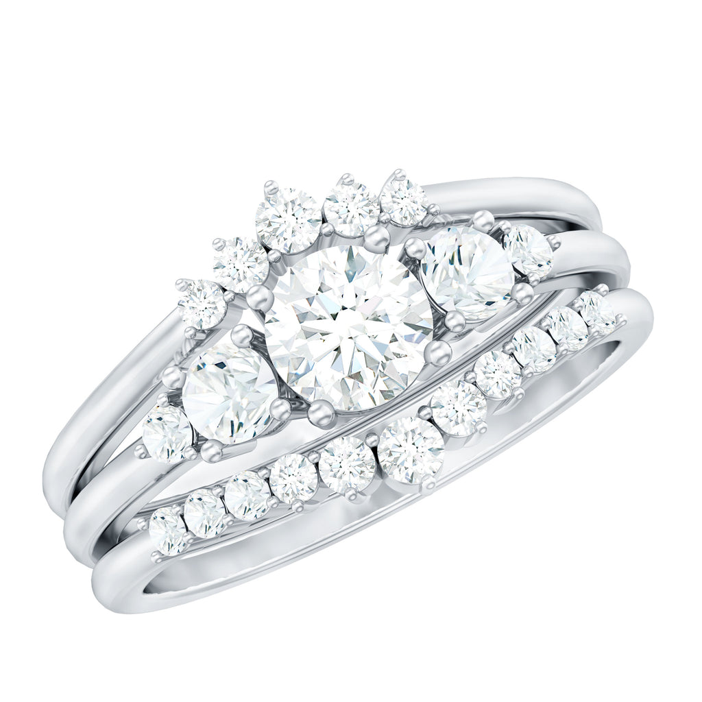 Zertifiziertes Moissanite Trio Brautring Set