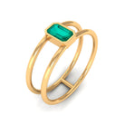 1/4 CT Octagon Cut Emerald Solitaire Double Band Ring Emerald - ( AAA ) - Quality - Rosec Jewels