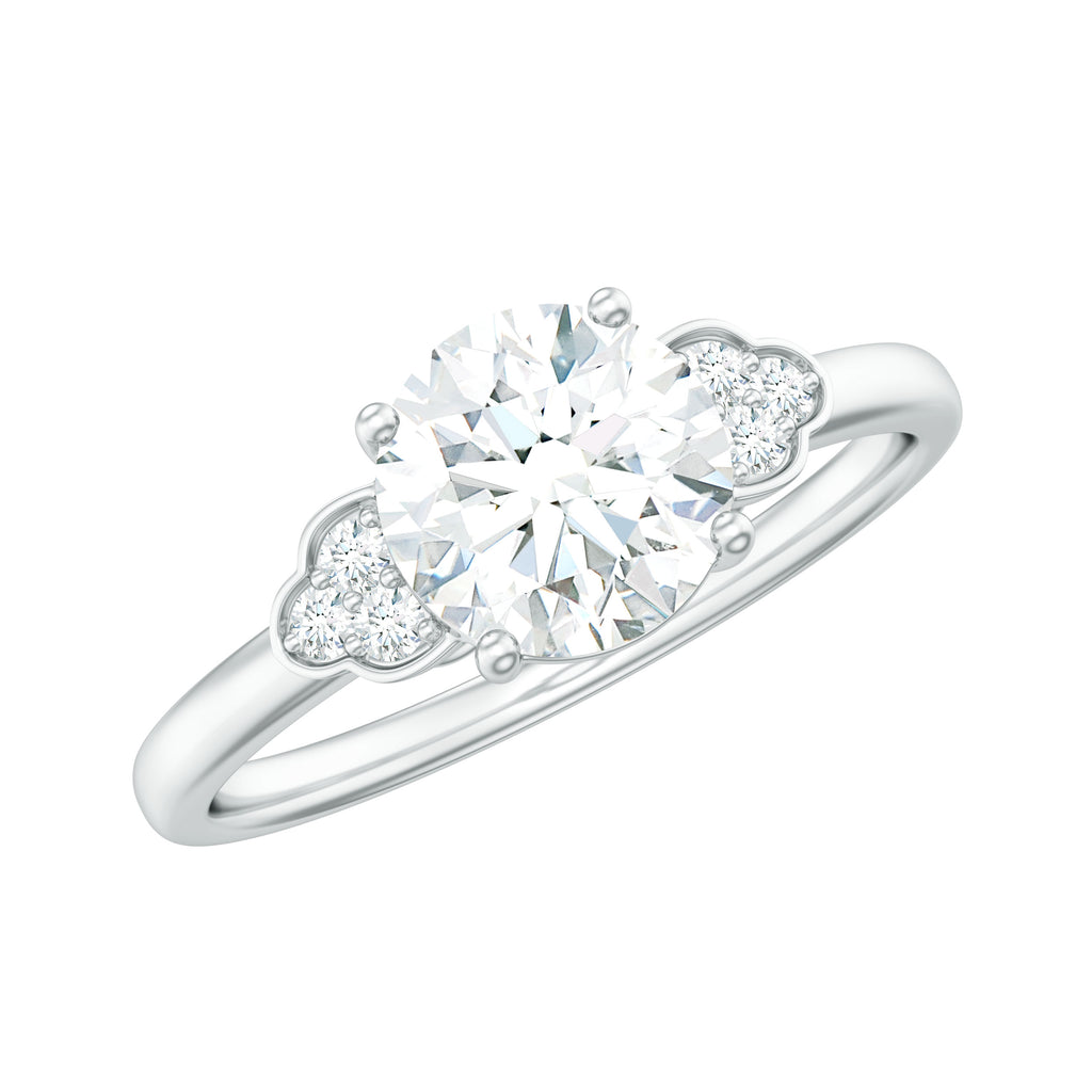 6.50 MM Trio Solitaire Moissanite Verlobungsring mit Zargenfassung