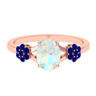 Oval Cut Ethiopian Opal Cocktail Engagement Ring with Blue Sapphire Ethiopian Opal - ( AAA ) - Quality - Rosec Jewels