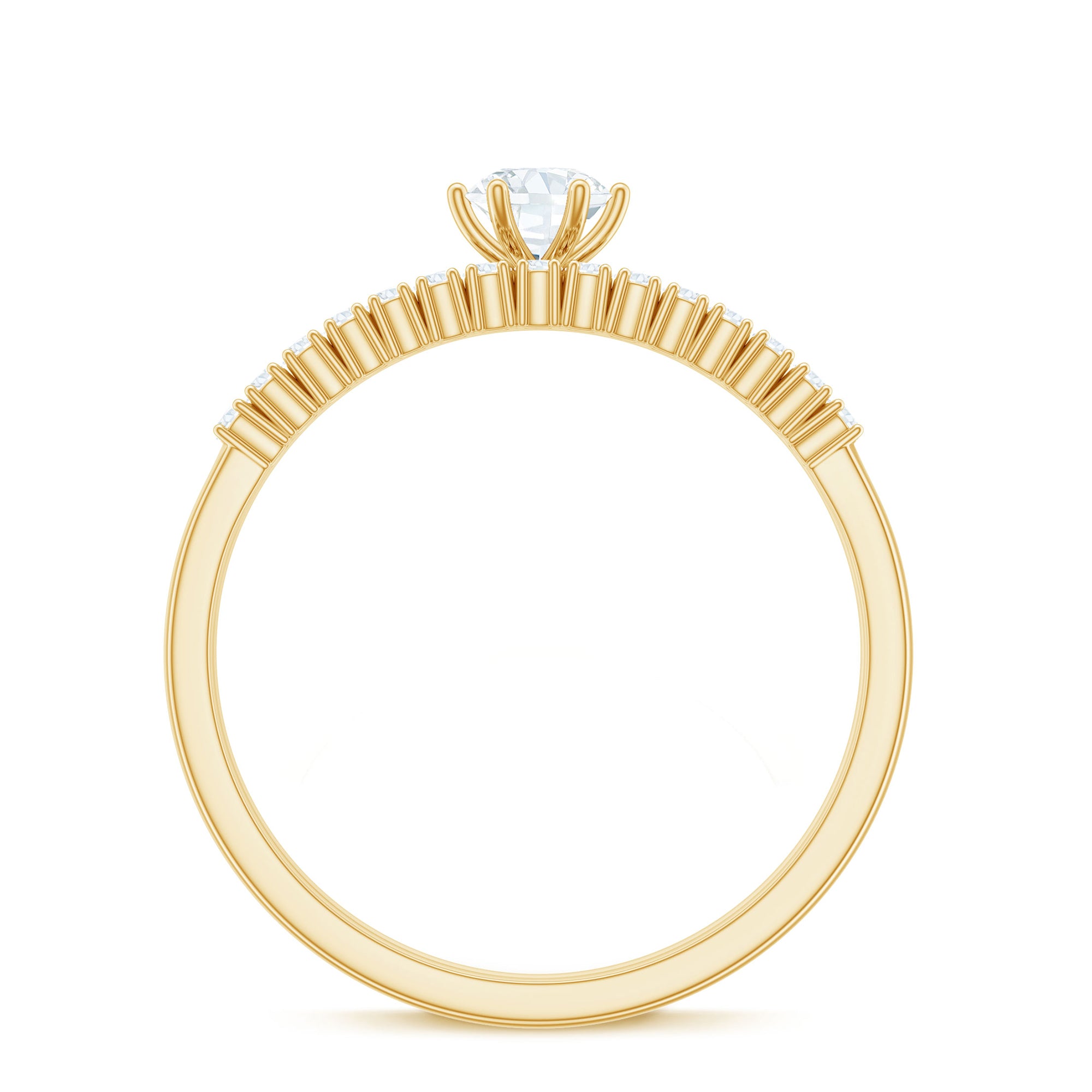 3/4 CT Cubic Zirconia Solitaire Simple Ring Set in Gold Zircon - ( AAAA ) - Quality - Rosec Jewels
