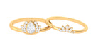 Certified Zircon Lotus Floral Bridal Wedding Ring Set Zircon - ( AAAA ) - Quality - Rosec Jewels