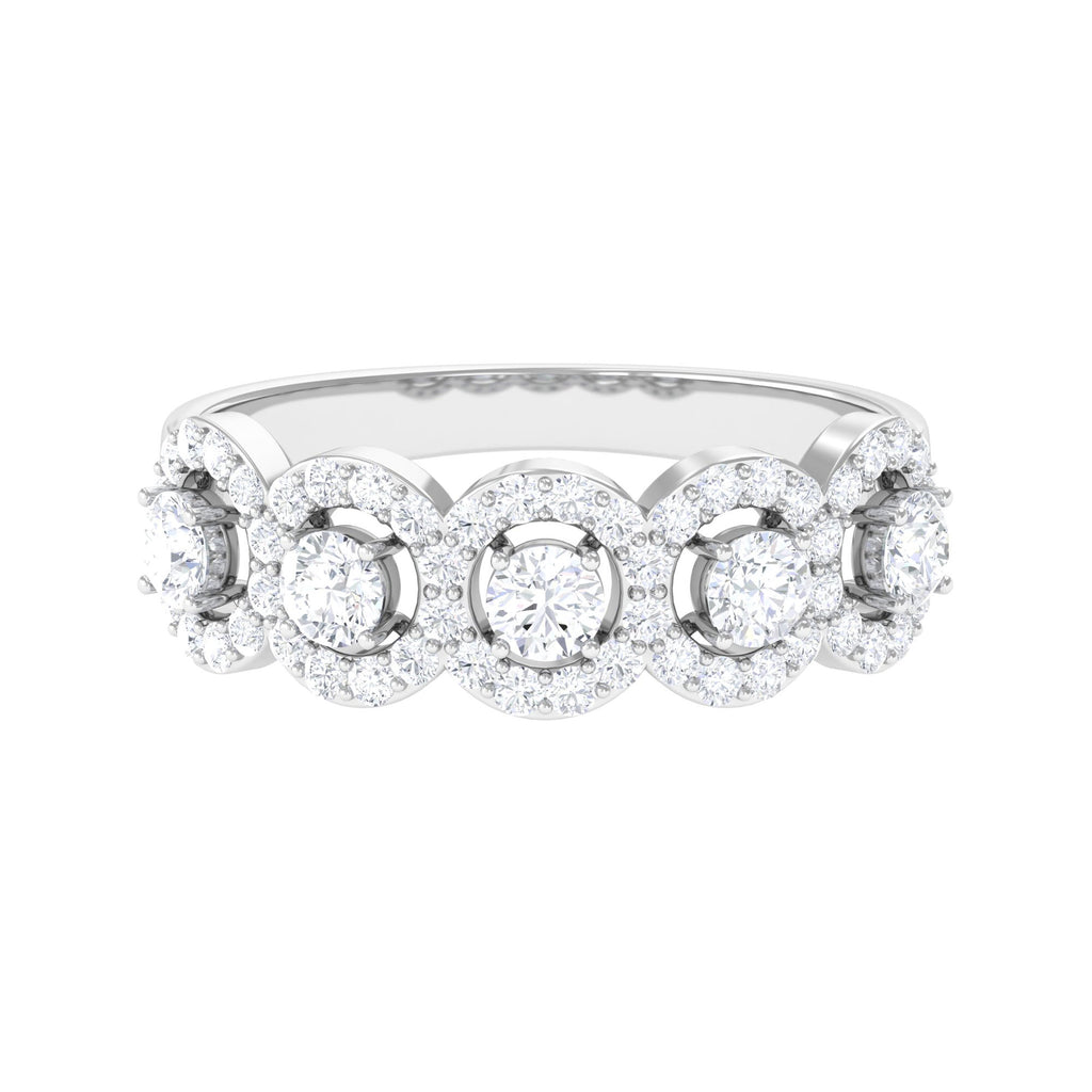 Classic Cubic Zirconia Halo Wedding Band Ring Zircon - ( AAAA ) - Quality - Rosec Jewels