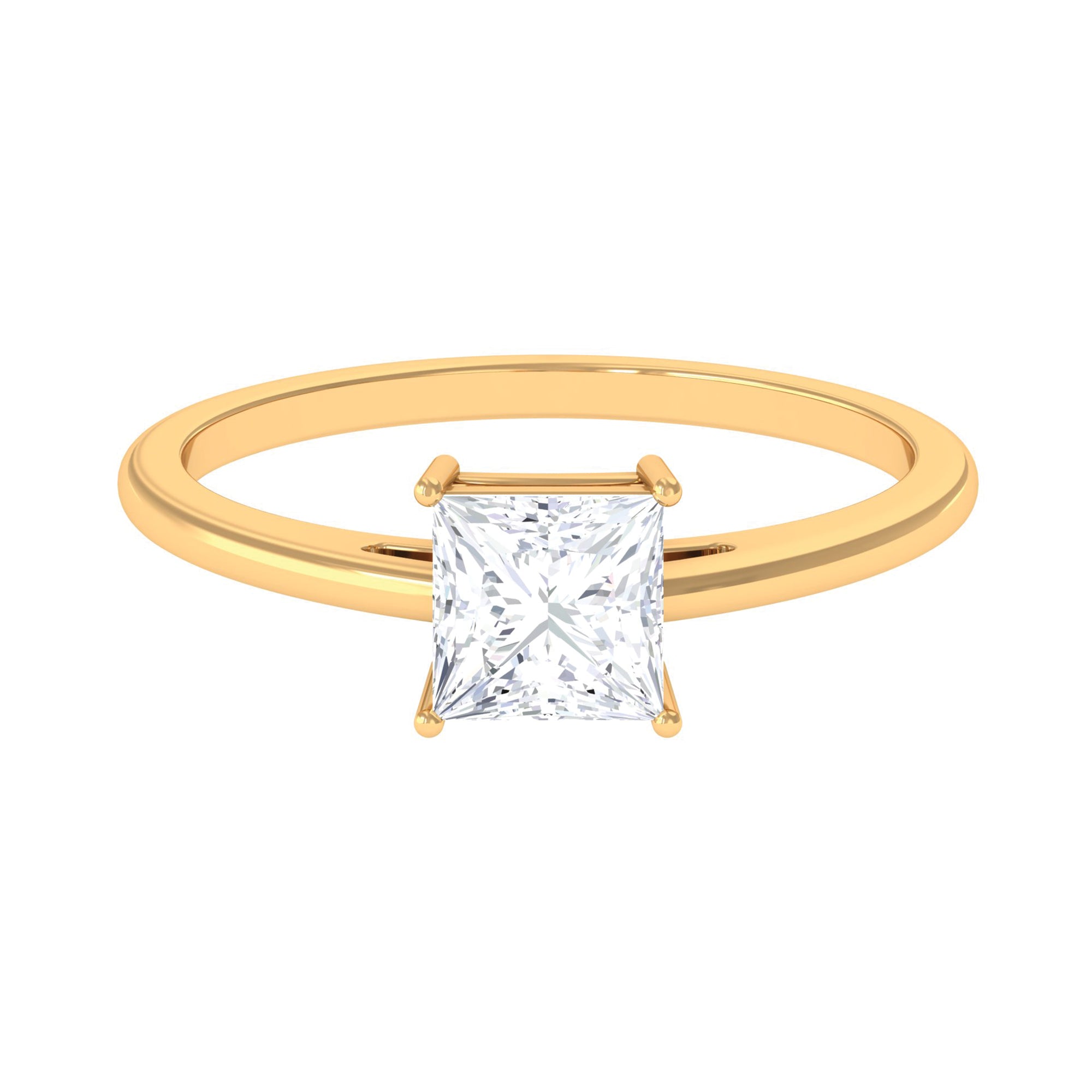 Princess Cut Zircon Solitaire Ring in Prong Setting Zircon - ( AAAA ) - Quality - Rosec Jewels