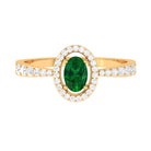 Oval shape Emerald and Diamond Halo Engagement Ring Emerald - ( AAA ) - Quality - Rosec Jewels