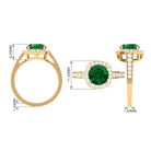 Round Shape Created Emerald Classic Halo Engagement Ring with Diamond Lab Created Emerald - ( AAAA ) - Quality - Rosec Jewels