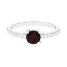 Designer Garnet Solitaire Promise Ring with Diamond Garnet - ( AAA ) - Quality - Rosec Jewels