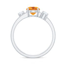 1 CT Real Citrine Double Band Ring with Diamond Stones Citrine - ( AAA ) - Quality - Rosec Jewels