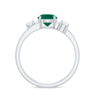 1 CT Solitaire Emerald Double Band Engagement Ring with Diamond Emerald - ( AAA ) - Quality - Rosec Jewels