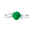 1 CT Solitaire Emerald Double Band Engagement Ring with Diamond Emerald - ( AAA ) - Quality - Rosec Jewels