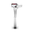 Octagon Cut Garnet Solitaire Ring Set with Diamond Garnet - ( AAA ) - Quality - Rosec Jewels
