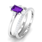 1.25 Ct Octagon Solitaire Amethyst and Diamond Ring Set Amethyst - ( AAA ) - Quality - Rosec Jewels