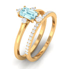 1.25 Ct Octagon Solitaire Aquamarine and Diamond Ring Set Aquamarine - ( AAA ) - Quality - Rosec Jewels