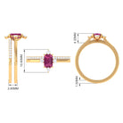 1.25 CT Real Pink Tourmaline Solitaire Ring Set with Diamond Pink Tourmaline - ( AAA ) - Quality - Rosec Jewels