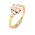 3/4 CT Morganite Solitaire Engagement Ring with Diamond Morganite - ( AAA ) - Quality - Rosec Jewels