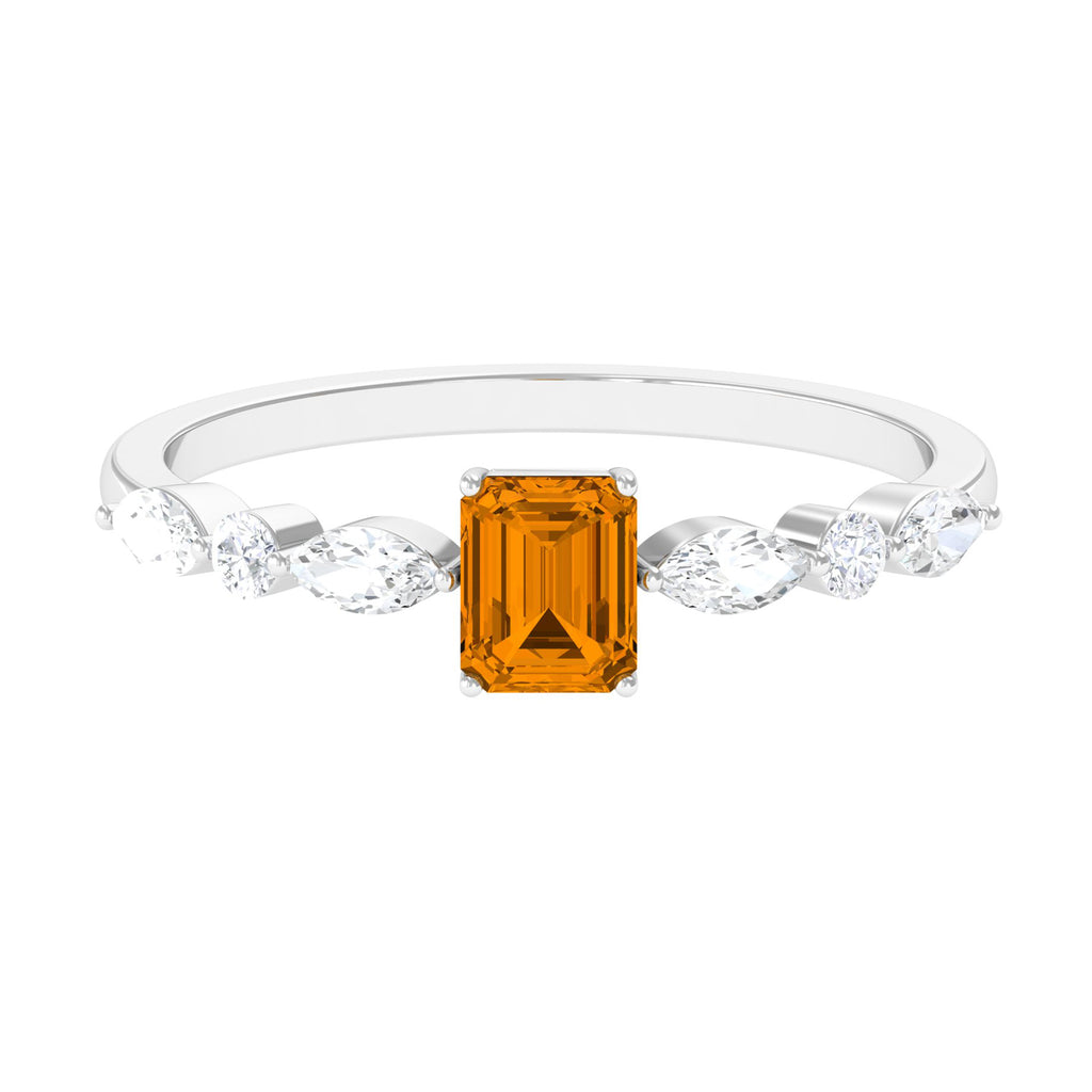 0.75 CT Elegant Citrine Promise Ring with Moissanite Stones Citrine - ( AAA ) - Quality - Rosec Jewels