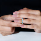 Round Swiss Blue Topaz and Diamond Half Eternity Ring Swiss Blue Topaz - ( AAA ) - Quality - Rosec Jewels