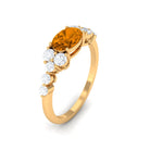 1.50 CT Oval Cut Citrine Solitaire East West Ring with Diamond Citrine - ( AAA ) - Quality - Rosec Jewels
