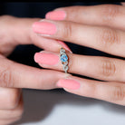 Round Shape Aquamarine and Diamond Infinity Engagement Ring Aquamarine - ( AAA ) - Quality - Rosec Jewels