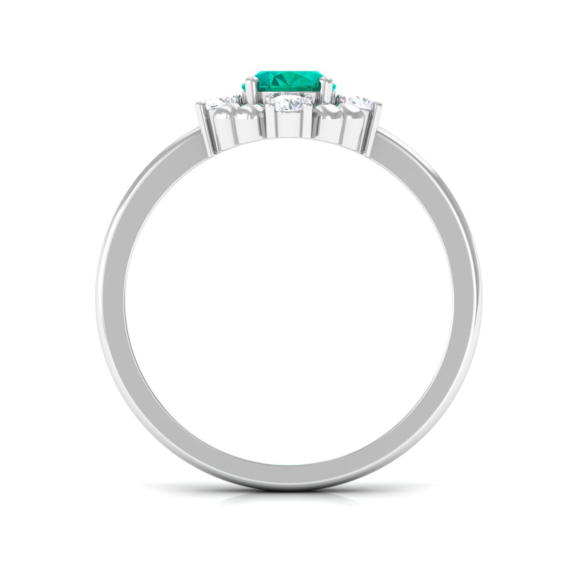 1 CT Oval shape Emerald Cocktail Ring with Diamond Emerald - ( AAA ) - Quality - Rosec Jewels
