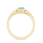 Heart Shape Aquamarine Ring Set with Diamond Aquamarine - ( AAA ) - Quality - Rosec Jewels