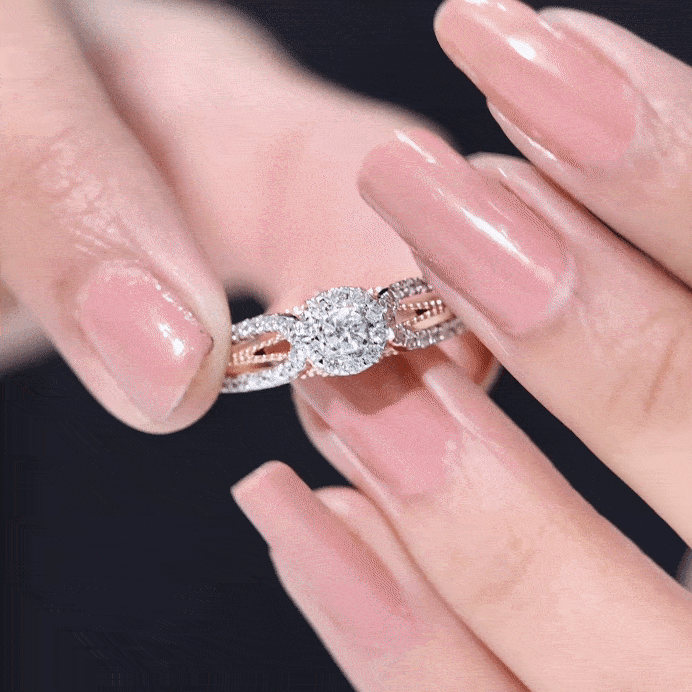 Real Diamond Designer Engagement Ring in Split Shank Diamond - ( HI-SI ) - Color and Clarity - Rosec Jewels