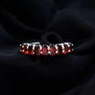 3X5 MM Oval Cut Garnet Half Eternity Ring Garnet - ( AAA ) - Quality - Rosec Jewels