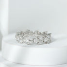 Certified Moissanite Leaf Eternity Ring in Prong Setting Moissanite - ( D-VS1 ) - Color and Clarity - Rosec Jewels