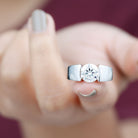 Solitaire Moissanite Engagement Silver Ring in Tension Mount Setting - Rosec Jewels