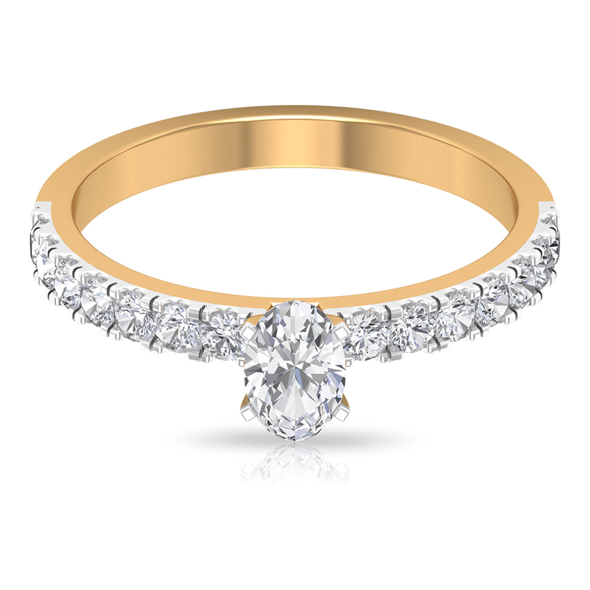 1.25 CT Zircon Solitaire Ring with Side Stones Zircon - ( AAAA ) - Quality - Rosec Jewels