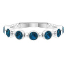 1.25 CT London Blue Topaz Stackable Ring with Beaded Details London Blue Topaz - ( AAA ) - Quality - Rosec Jewels