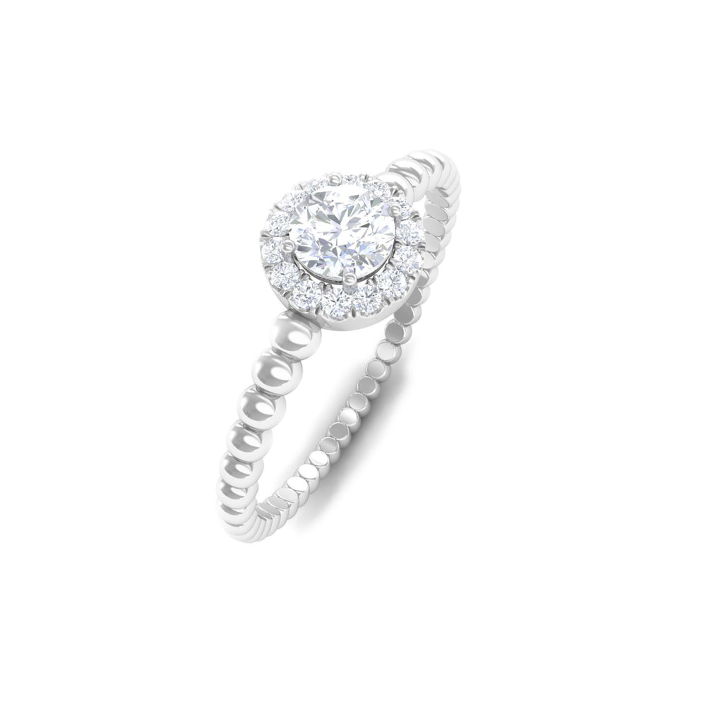 Diamond Engagement Ring in Prong Setting with Bubble Shank Diamond - ( HI-SI ) - Color and Clarity - Rosec Jewels