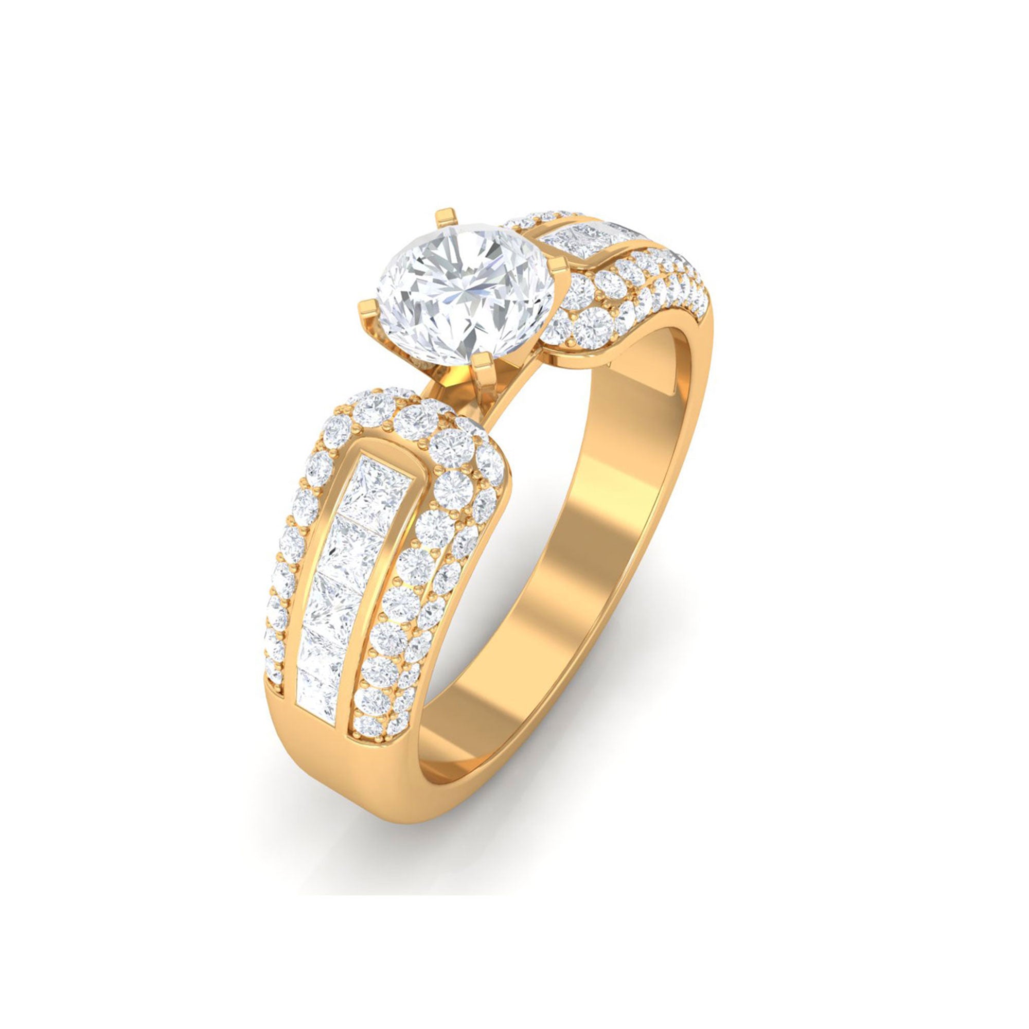 1.75 CT Cubic Zircon Statement Engagement Ring Zircon - ( AAAA ) - Quality - Rosec Jewels