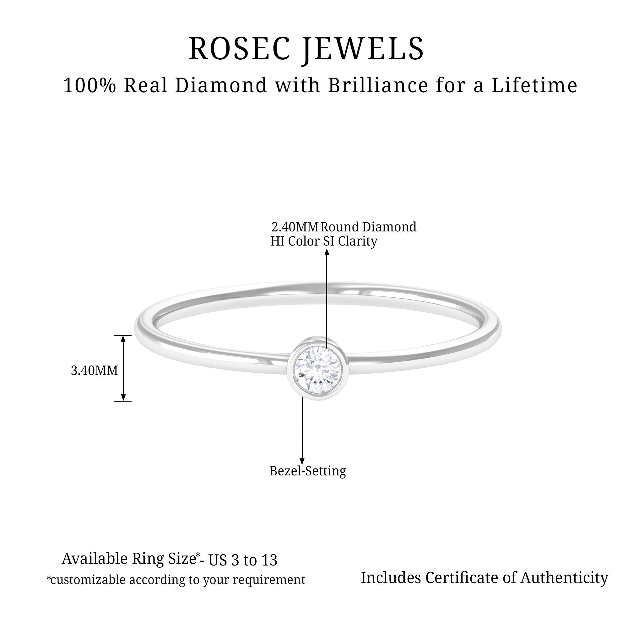 Natural Diamond Dainty Promise Ring in Bezel Setting Diamond - ( HI-SI ) - Color and Clarity - Rosec Jewels
