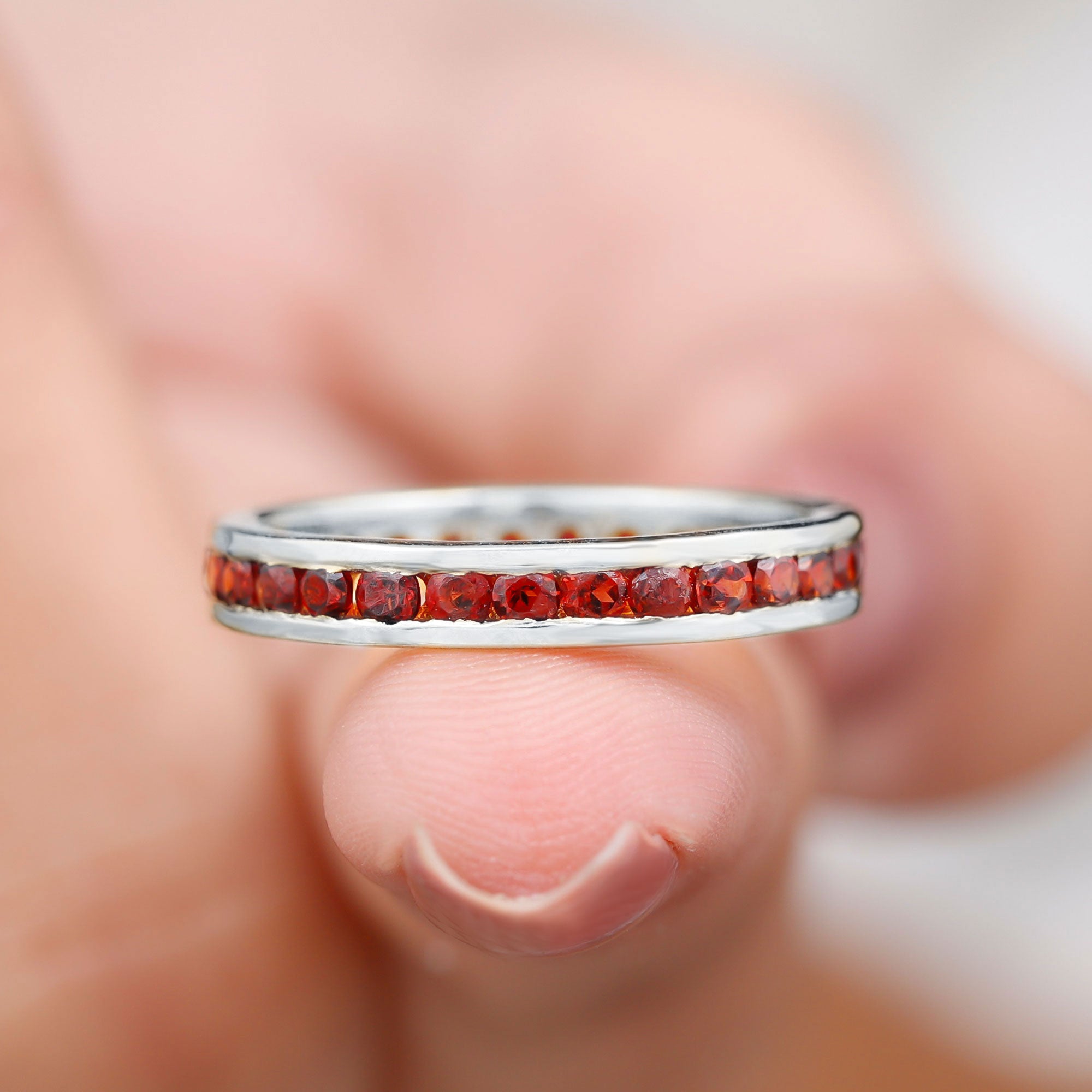 1.50 Ct Channel Set Round Garnet Eternity Band Ring in Gold Garnet - ( AAA ) - Quality - Rosec Jewels