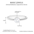 1/2 CT Bezel Set Zircon Solitaire Minimal Ring with Twisted Rope Details Zircon - ( AAAA ) - Quality - Rosec Jewels