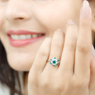 May Birthstone 1/2 CT Emerald Vintage Ring for Women Emerald - ( AAA ) - Quality - Rosec Jewels