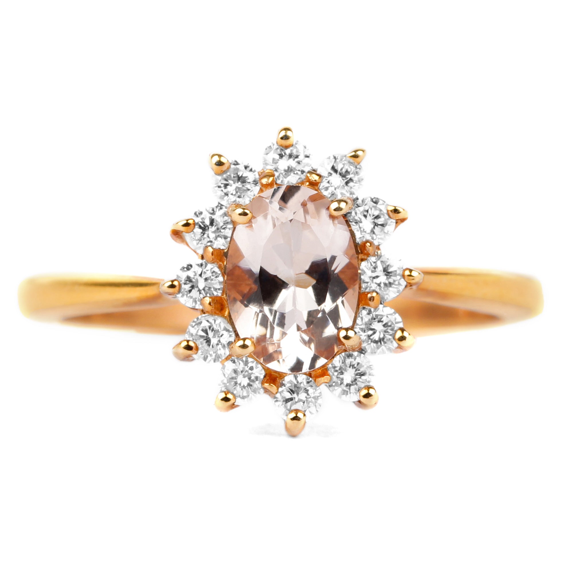 Princess Diana Inspired Morganite Engagement Ring with Diamond Halo Morganite - ( AAA ) - Quality - Rosec Jewels
