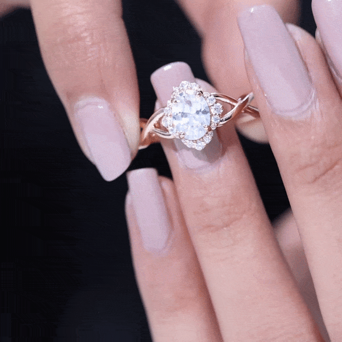 2.25 CT Crossover Shank Oval Zircon Flower Engagement Ring Zircon - ( AAAA ) - Quality - Rosec Jewels