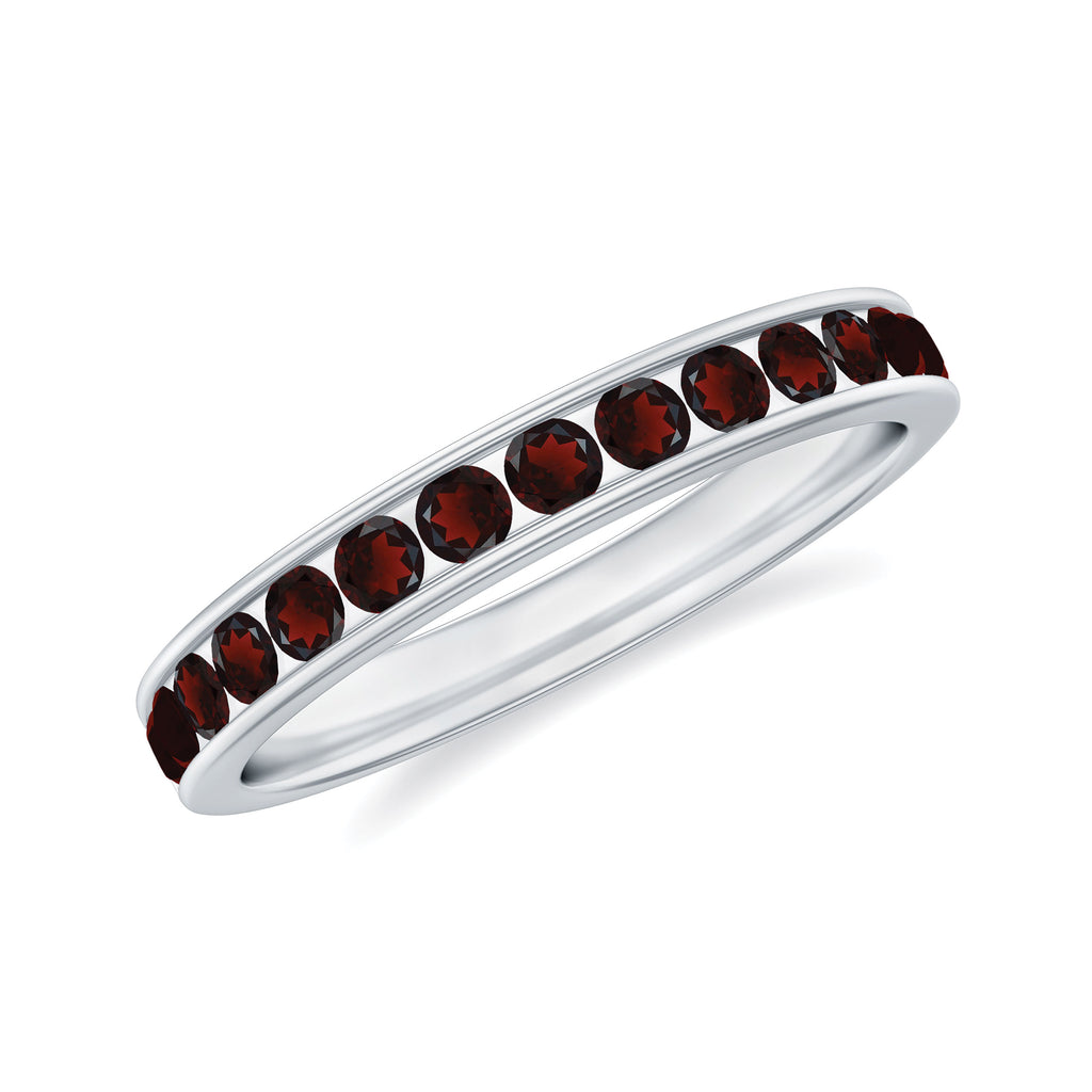 3/4 CT Mesmerizing Garnet Half Eternity Ring for Women Garnet - ( AAA ) - Quality - Rosec Jewels