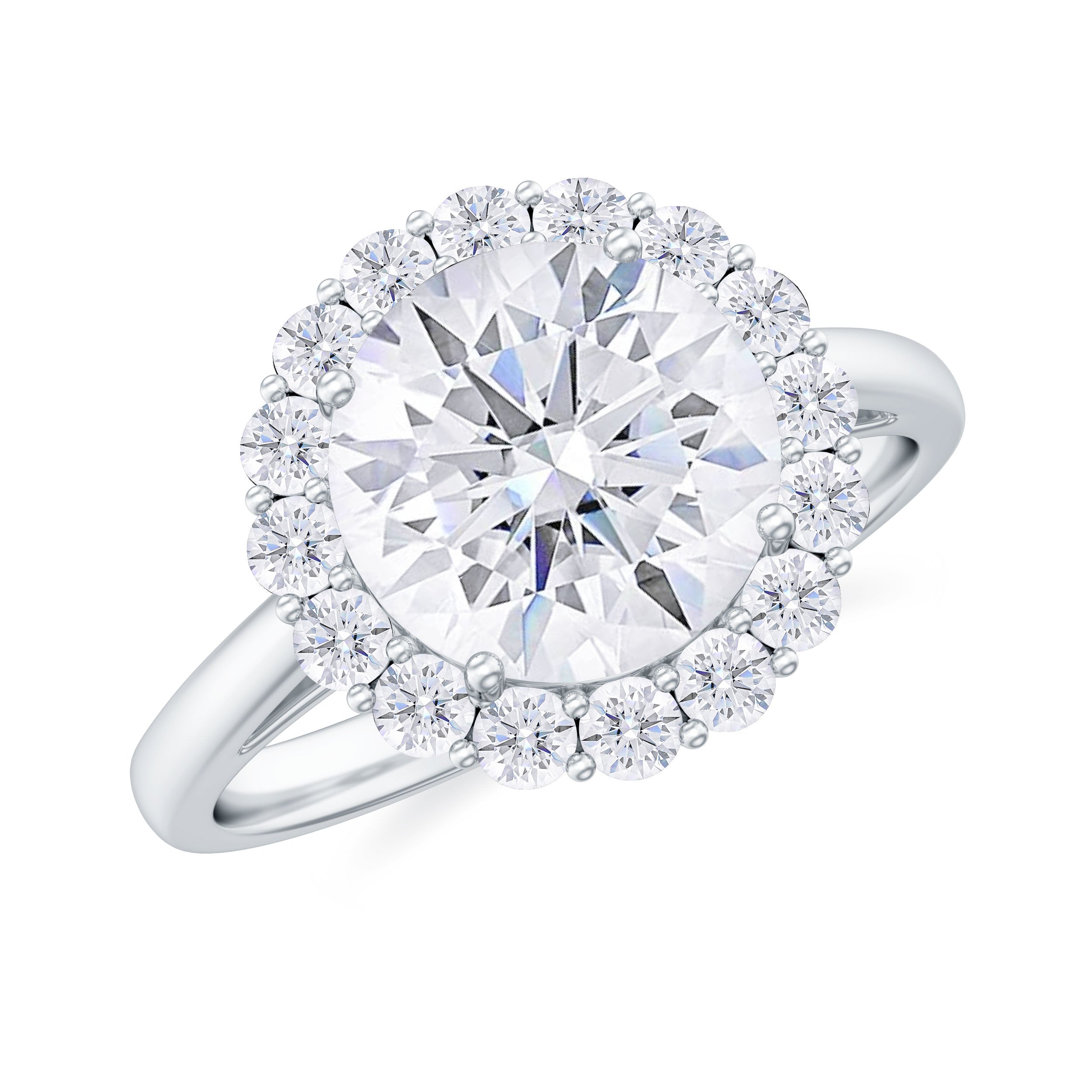 2.50 CT Round Cut Moissanite Solitaire Halo Ring Moissanite - ( D-VS1 ) - Color and Clarity - Rosec Jewels