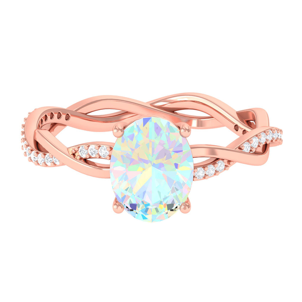1.5 CT Oval Ethiopian Opal and Diamond Braided Ring Ethiopian Opal - ( AAA ) - Quality - Rosec Jewels