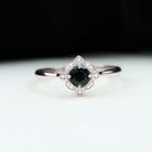 Vintage Style Black Spinel and Diamond Engagement Ring Black Spinel - ( AAA ) - Quality 92.5 Sterling Silver 6 - Rosec Jewels