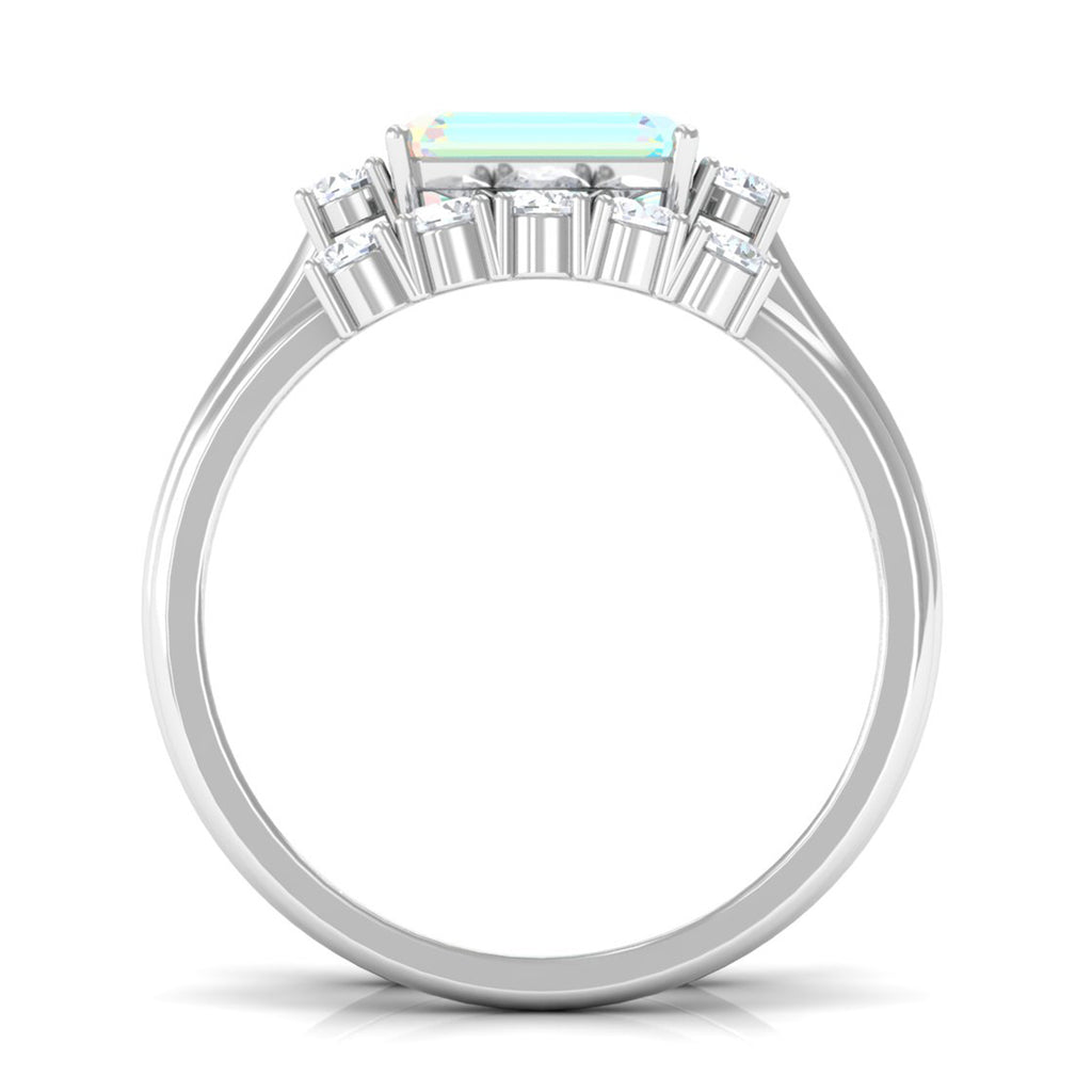 Octagon Cut Ethiopian Opal Contemporary Wedding Ring Set with Diamond Ethiopian Opal - ( AAA ) - Quality - Rosec Jewels