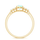 1 CT Pear Shape Ethiopian Opal and Diamond Trio Engagement Ring Ethiopian Opal - ( AAA ) - Quality - Rosec Jewels