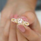 Designer Morganite and Diamond Crossover Engagement Ring Morganite - ( AAA ) - Quality - Rosec Jewels