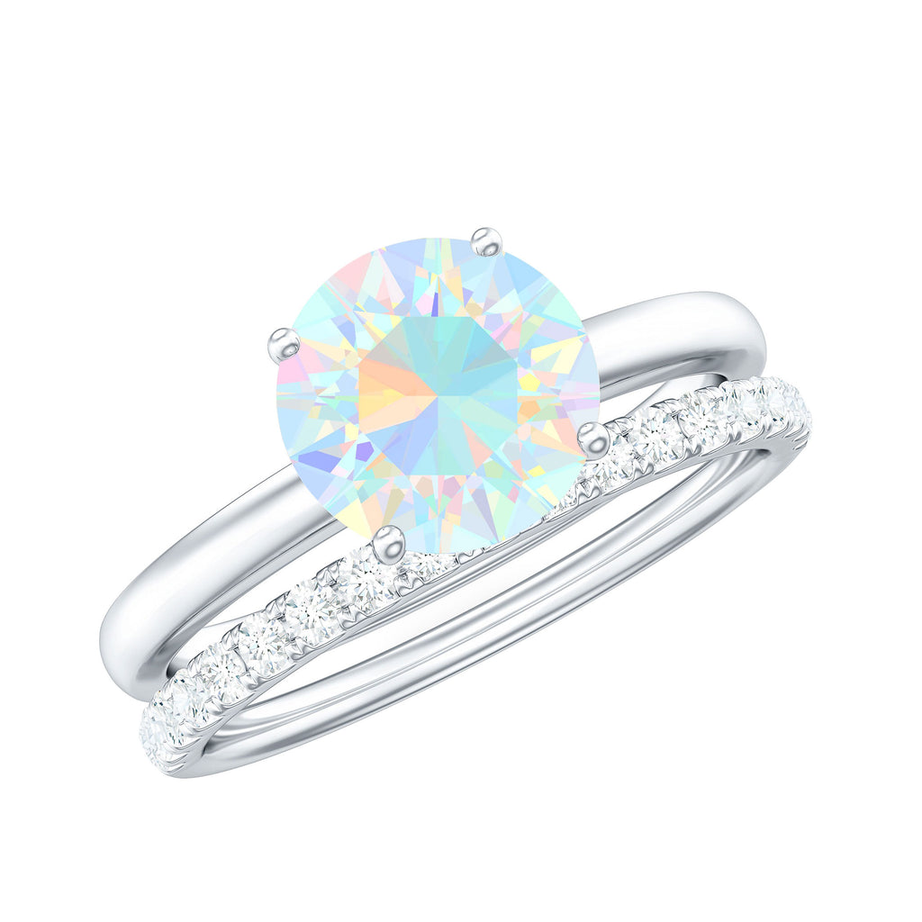 2.5 CT Ethiopian Opal Solitaire Wedding Ring Set with Diamond Ethiopian Opal - ( AAA ) - Quality - Rosec Jewels